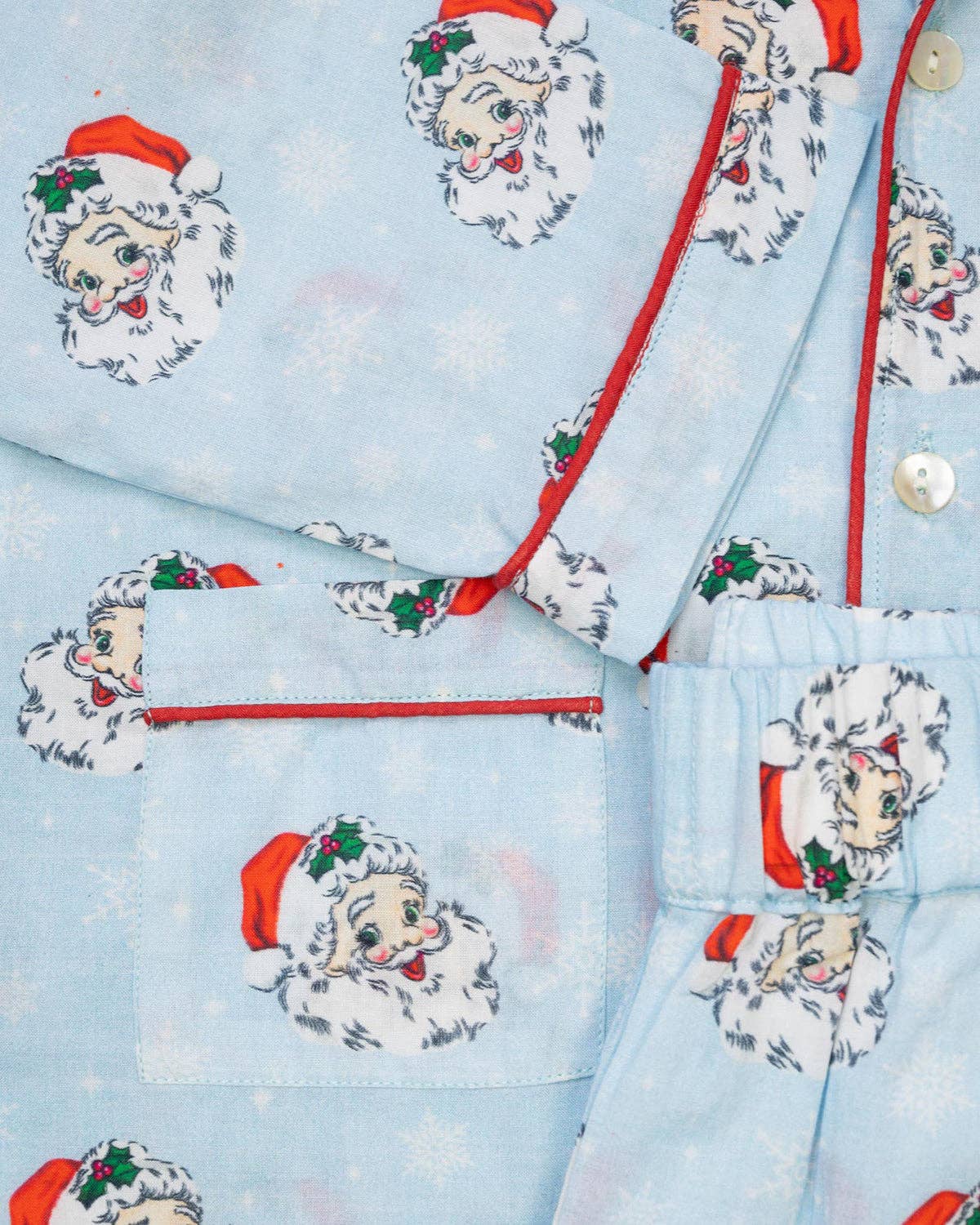 Children's Vintage Santa Pajama Set in Blue