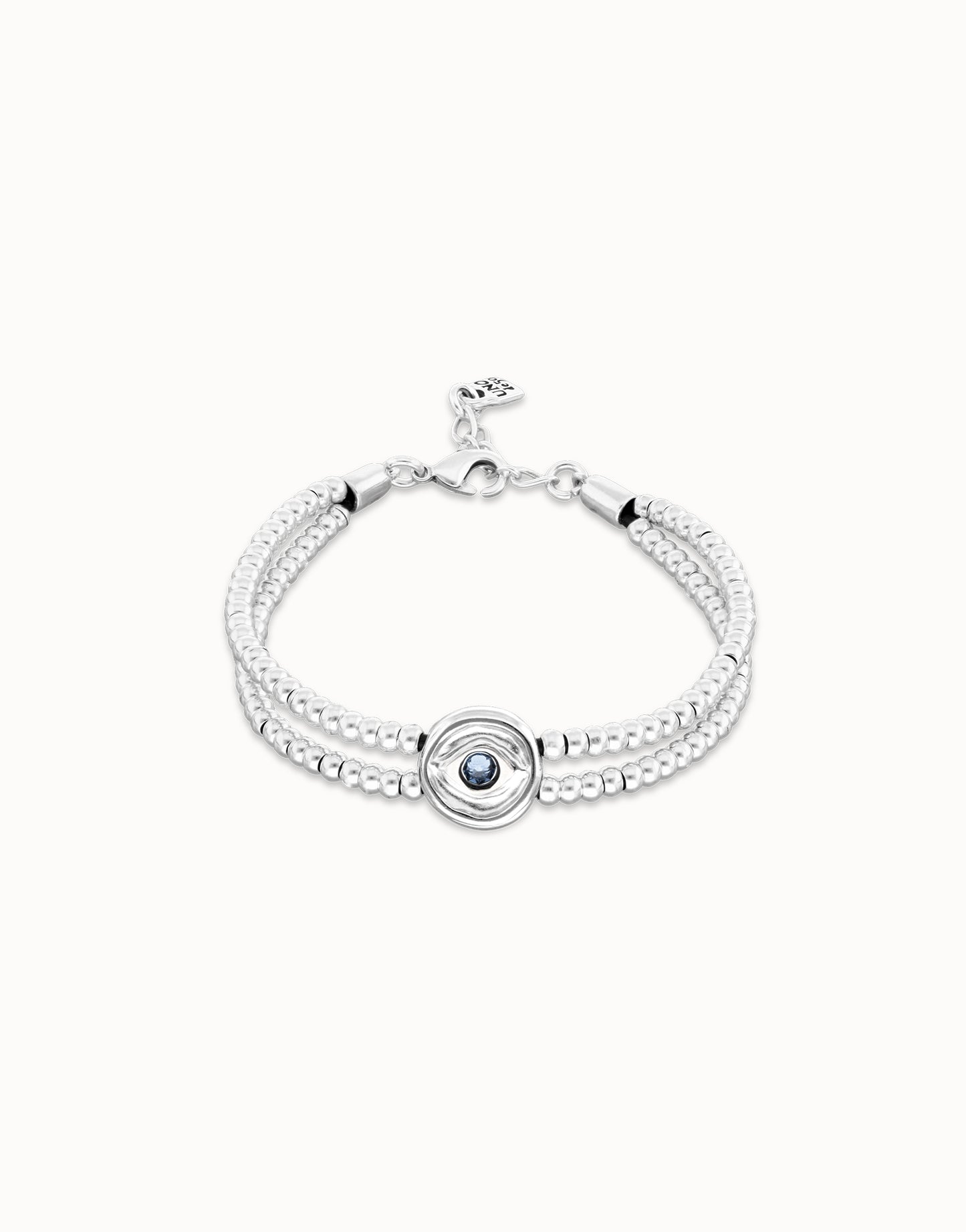 Two-strand beaded bracelet with an eye-shaped charm