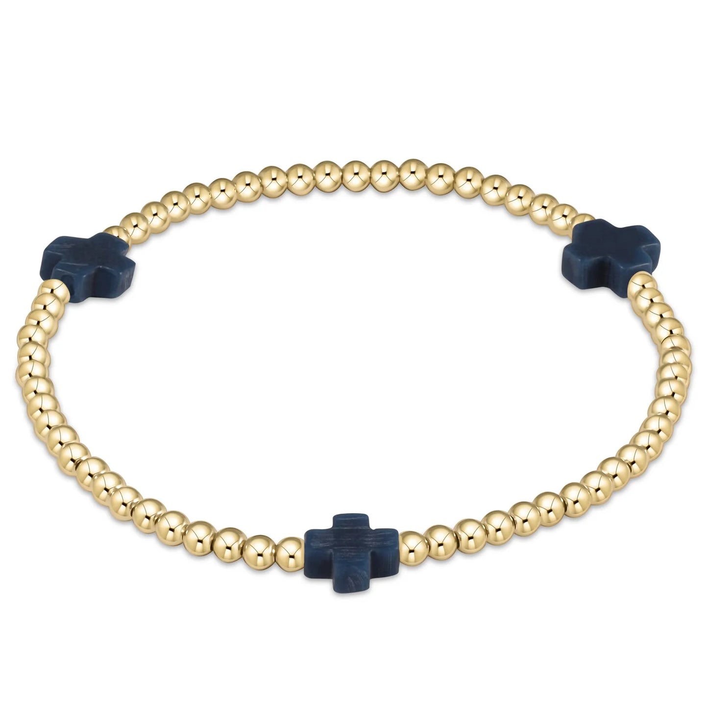 enewton extends - signature cross gold pattern 3mm bead bracelet