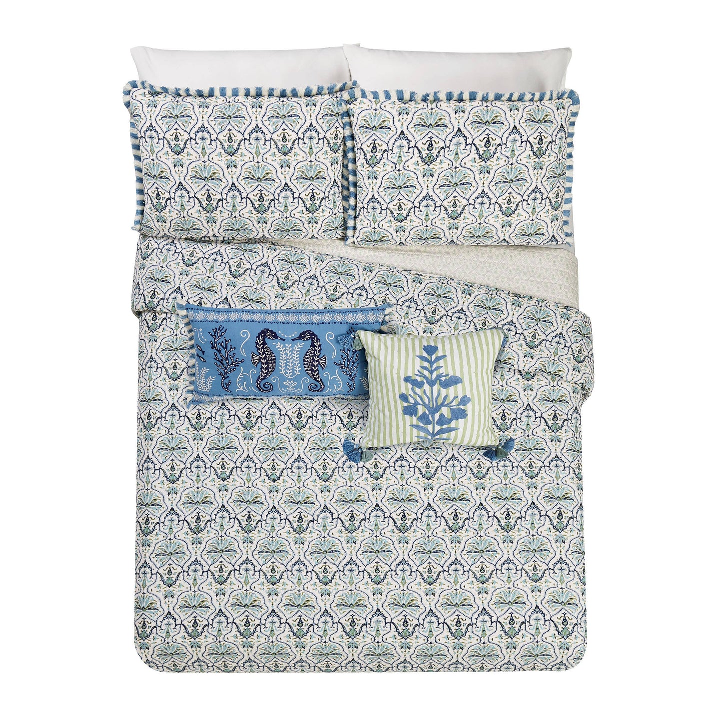 HAMILTON SEAHORSE EMBROIDERED DECORATIVE PILLOW - Spartina