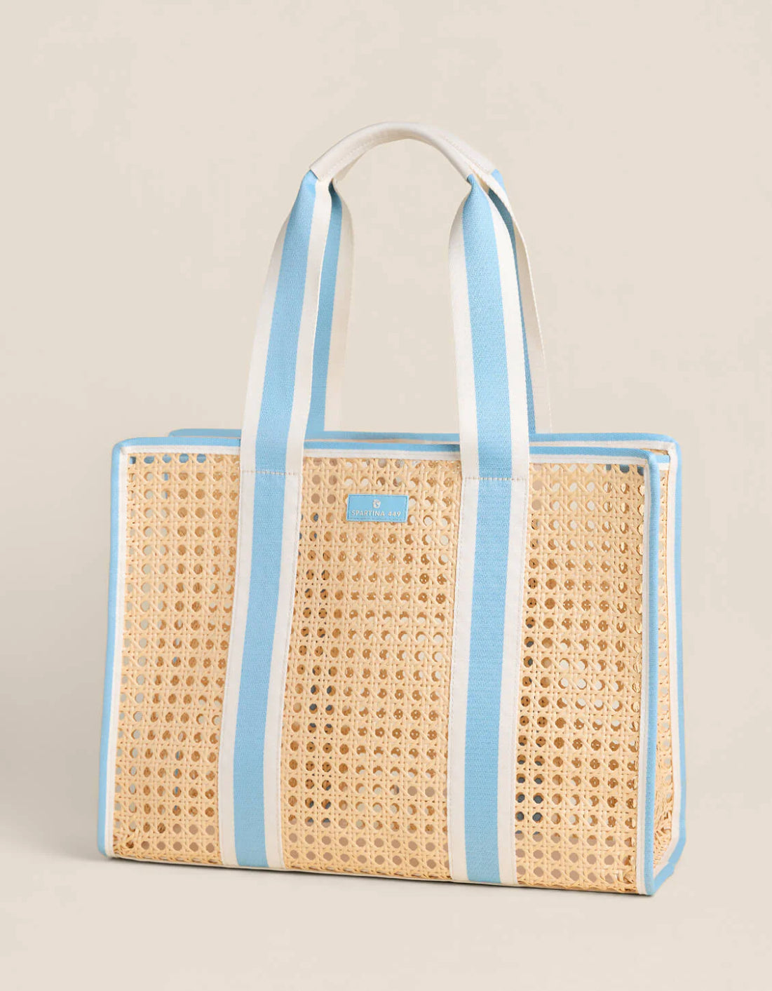 Splash Cane Large Trim Tote Blue Strip