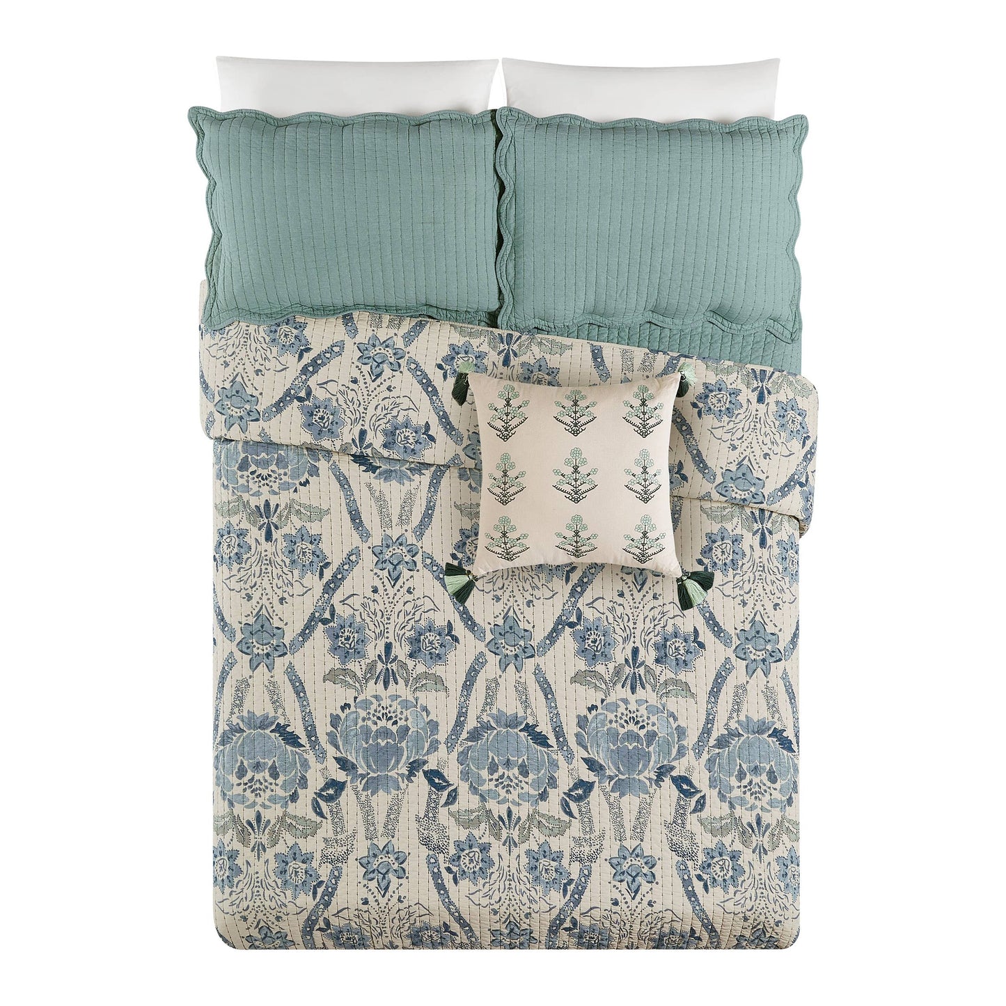 MYSTIC MOSS DAMASK QUILT SET- Spartina