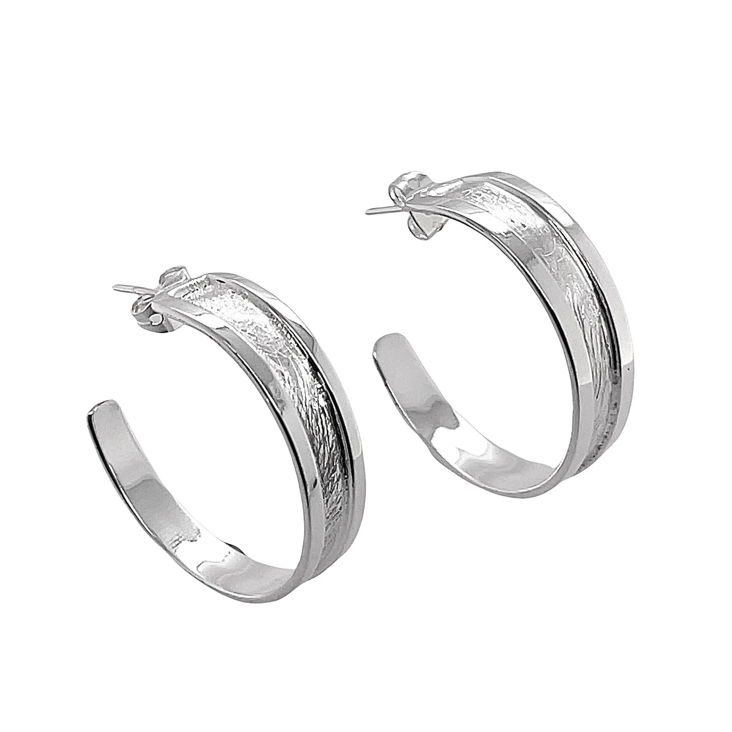 STERLING SILVER ROUND HOOP POST EARRINGS