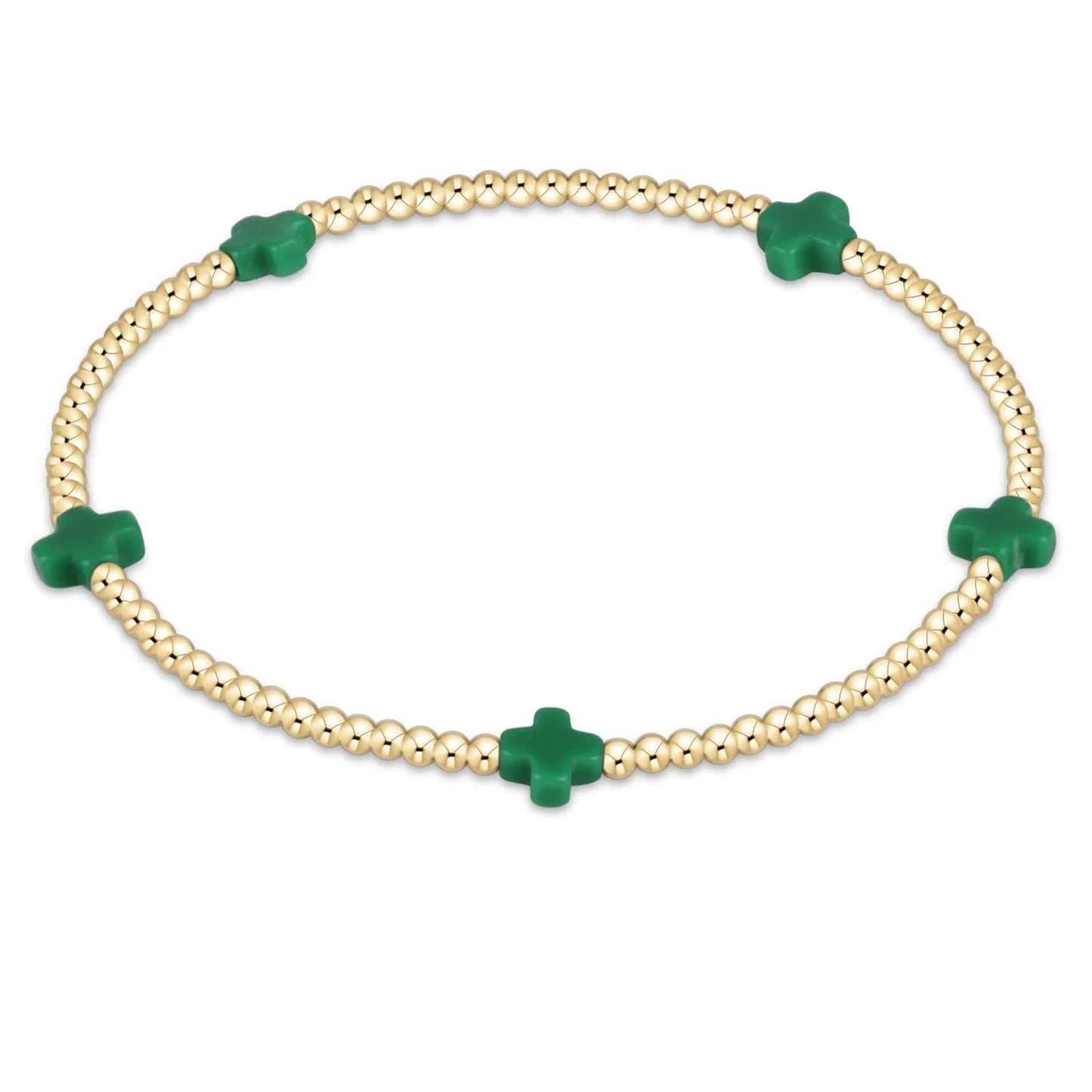Signature Cross Small Gold Pattern 2mm Bead Bracelet -