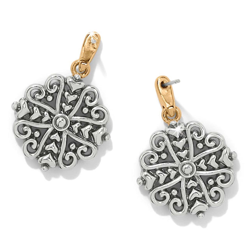 Alcazar Heart Two Tone Post Drop Earrings