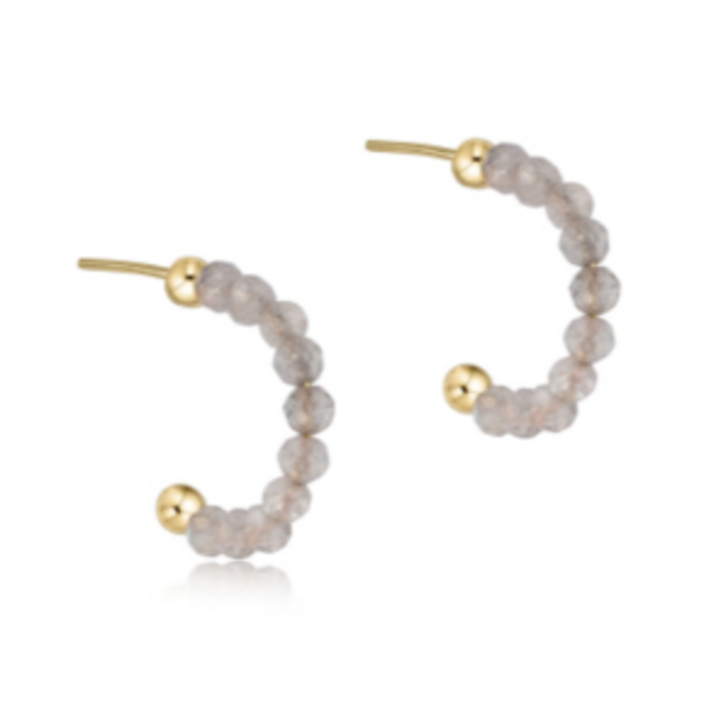 Beaded Gemstone 1”Post Hoop- 3mm Labradorite