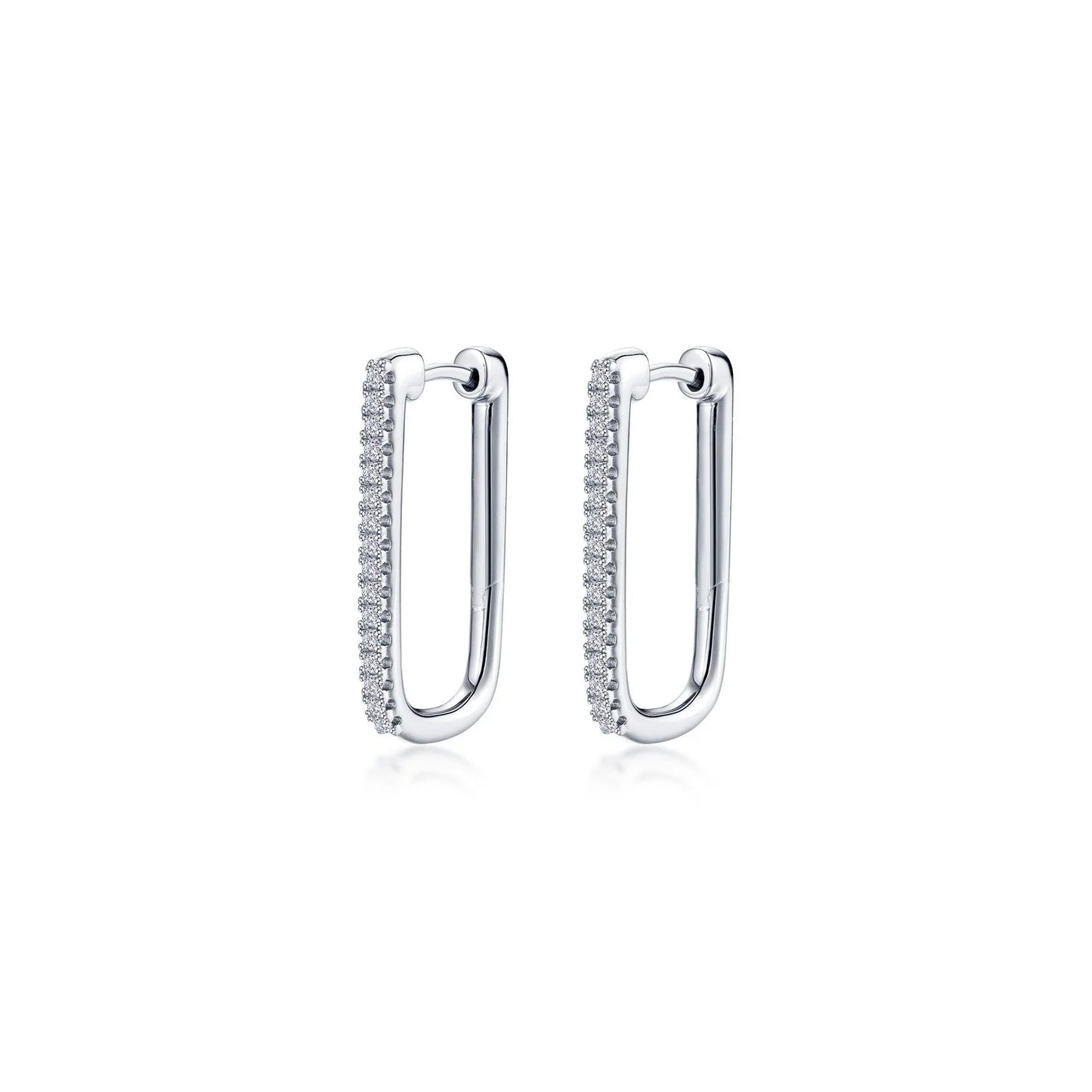 Silver Rectangle Hoop Earrings