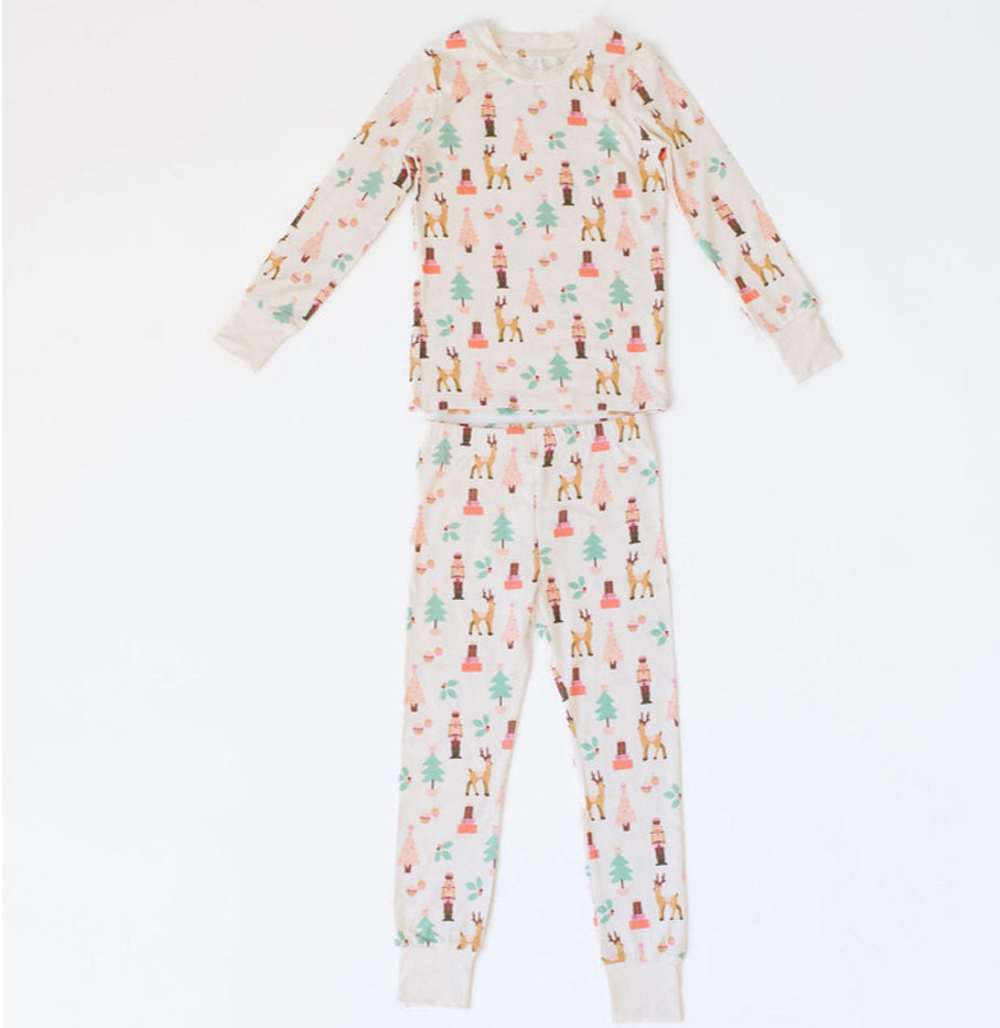 Christmas 2 Piece Kids Bamboo Pajama Set in Nutcracker