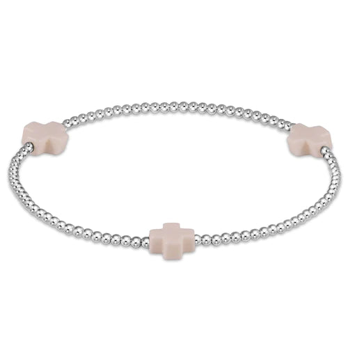 Signature Cross Sterling Pattern 3mm Bead Bracelet-Off White