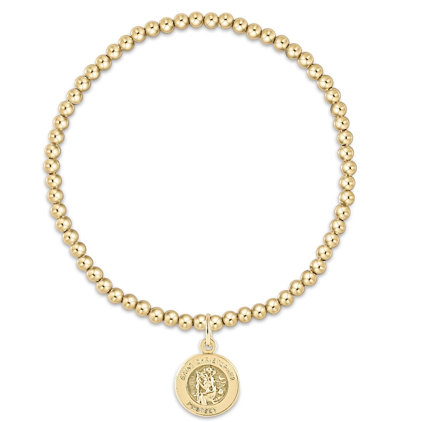 3mm Bead Bracelet-Protection Gold Disc