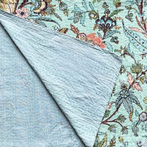 Mint Exotic Flowers Kantha
