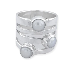 STERLING SILVER TRIPLE FRESH WATER PEARL RING