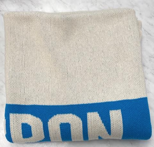 Tarpon Springs Knit Throw Natural and Aegean Blue