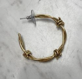 Lacquered Jewelers Brass Barbwire Hoop Earrings