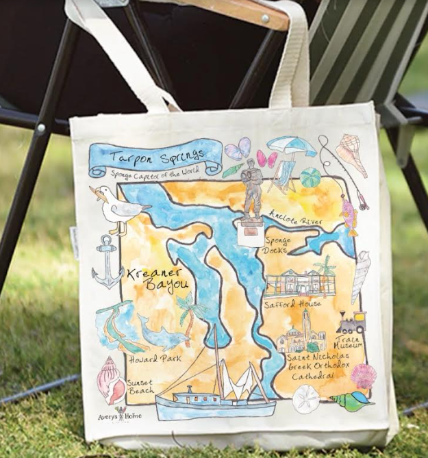 Tarpon Springs Custom Watercolor "Pinabble" Tote Bag