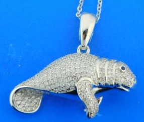 Alamea Manatee Pendant, Sterling Silver