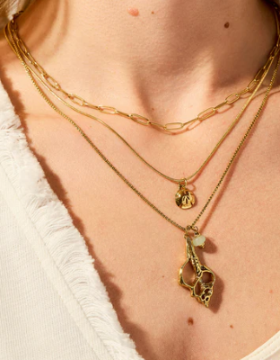 Spiral Shell Layered Necklace 18"
