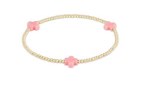 signature cross gold pattern 2mm bead bracelet