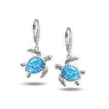 SS Opal Turtle Earrings