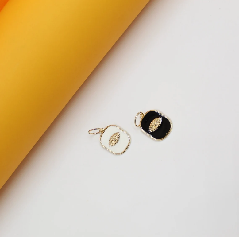 Gold Evil Eye Pendant With Textured Eye For 18K Gold Filled