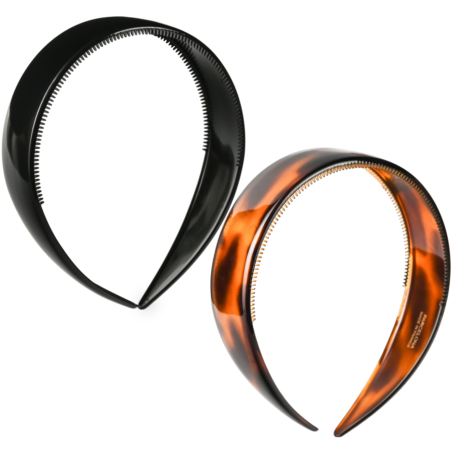 Parcelona Extra Wide French Headband 1.25 Inch Cellulose Acetate Hairband for Women (Set of 2)