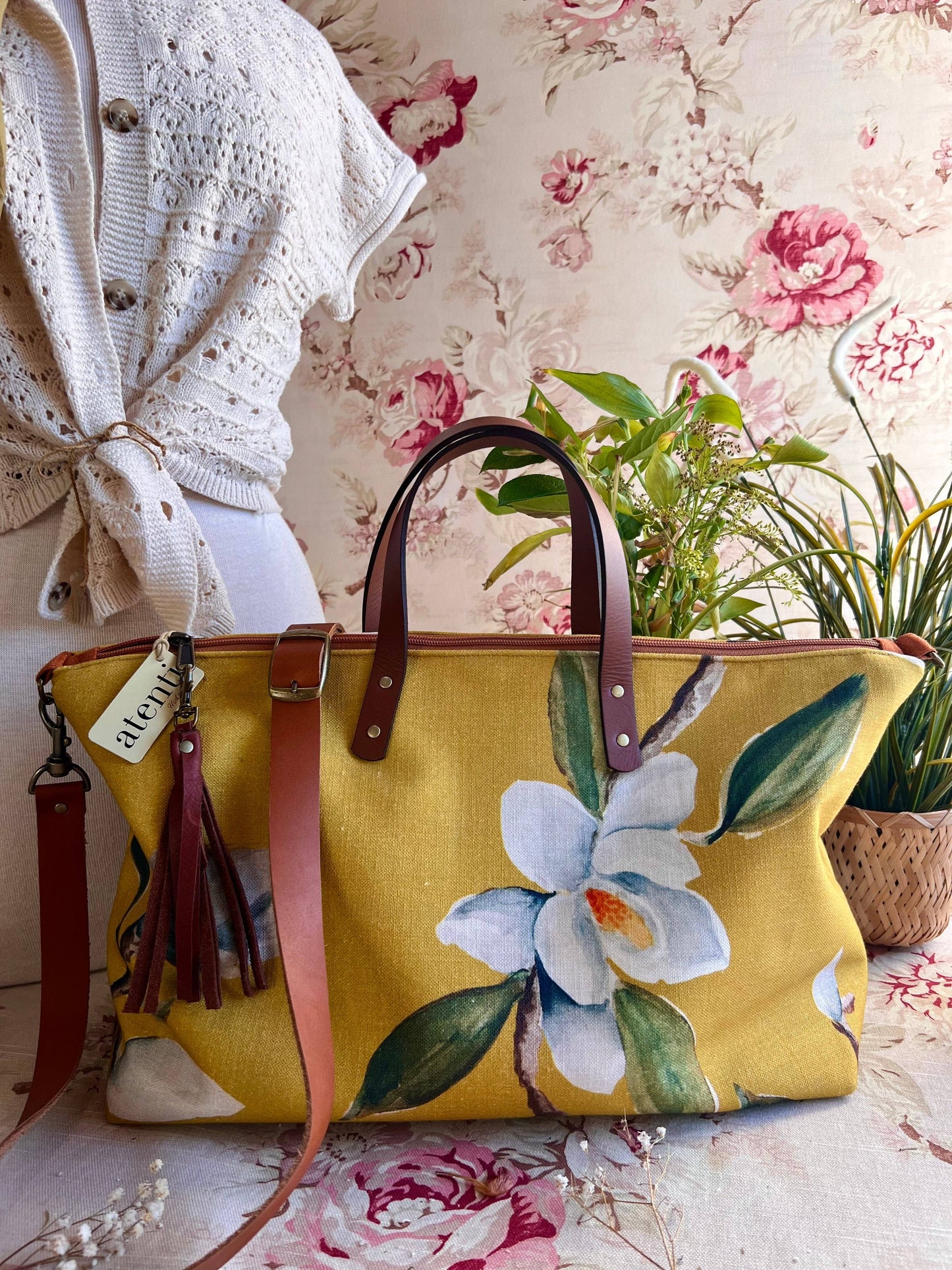 USA Handcrafted Carryall Tote Bag, Magnolia Buddy