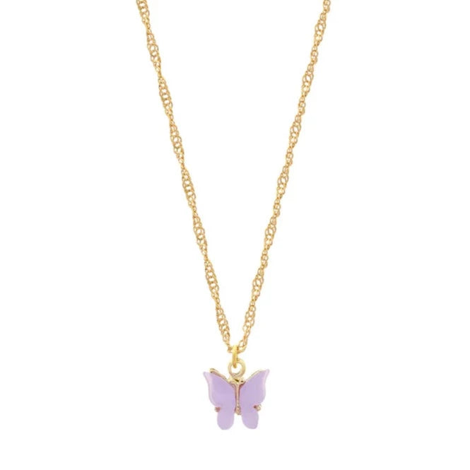 Lavender Butterfly Gold Necklace