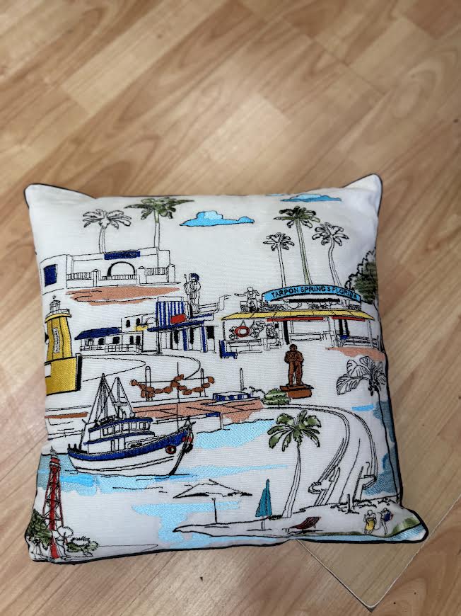 Tarpon Springs Embroidered Pillow
