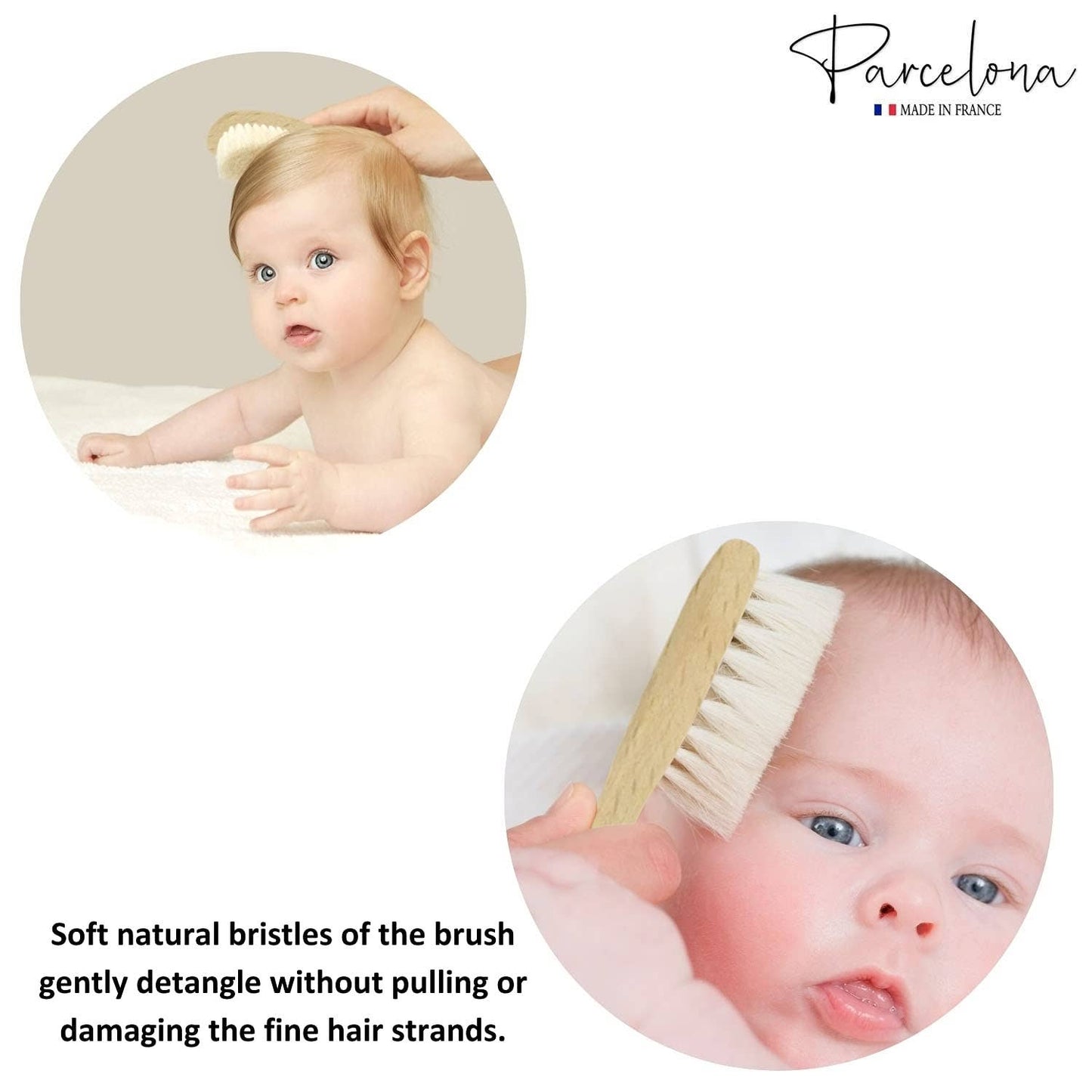 Parcelona French Grooming Combo 6” Celluloid Baby Brush and Comb for Toddlers