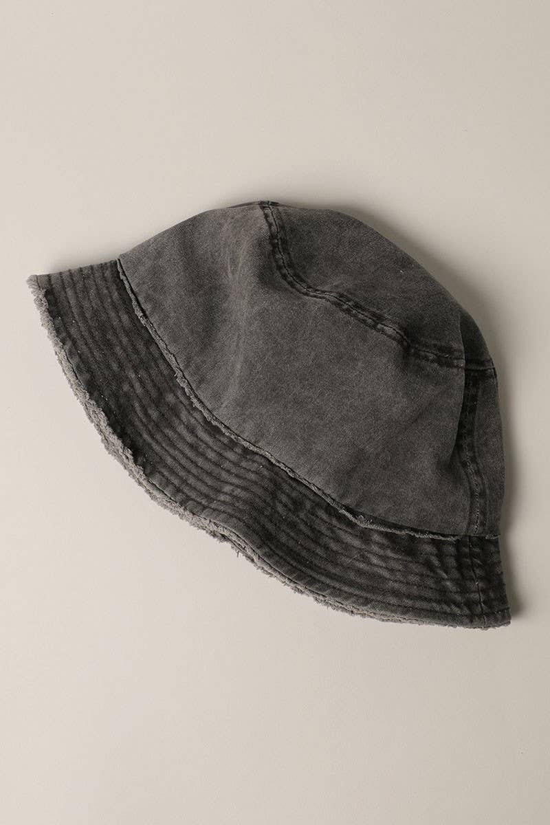 Frayed Canvas Cotton Denim Bucket Hat