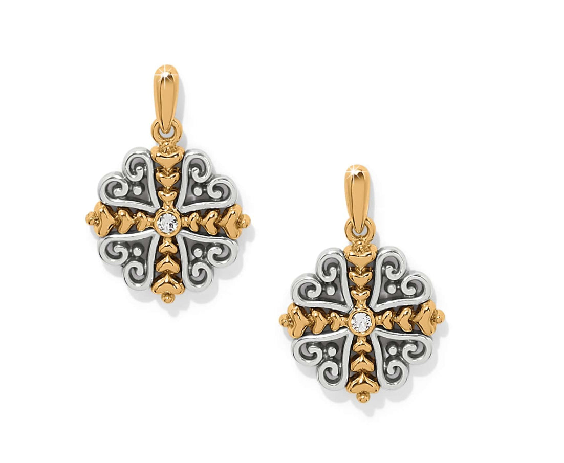 Alcazar Heart Two Tone Post Drop Earrings