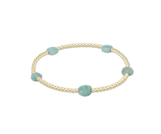 Admire Small Gem 2mm Gold Bracelet - Amazonite