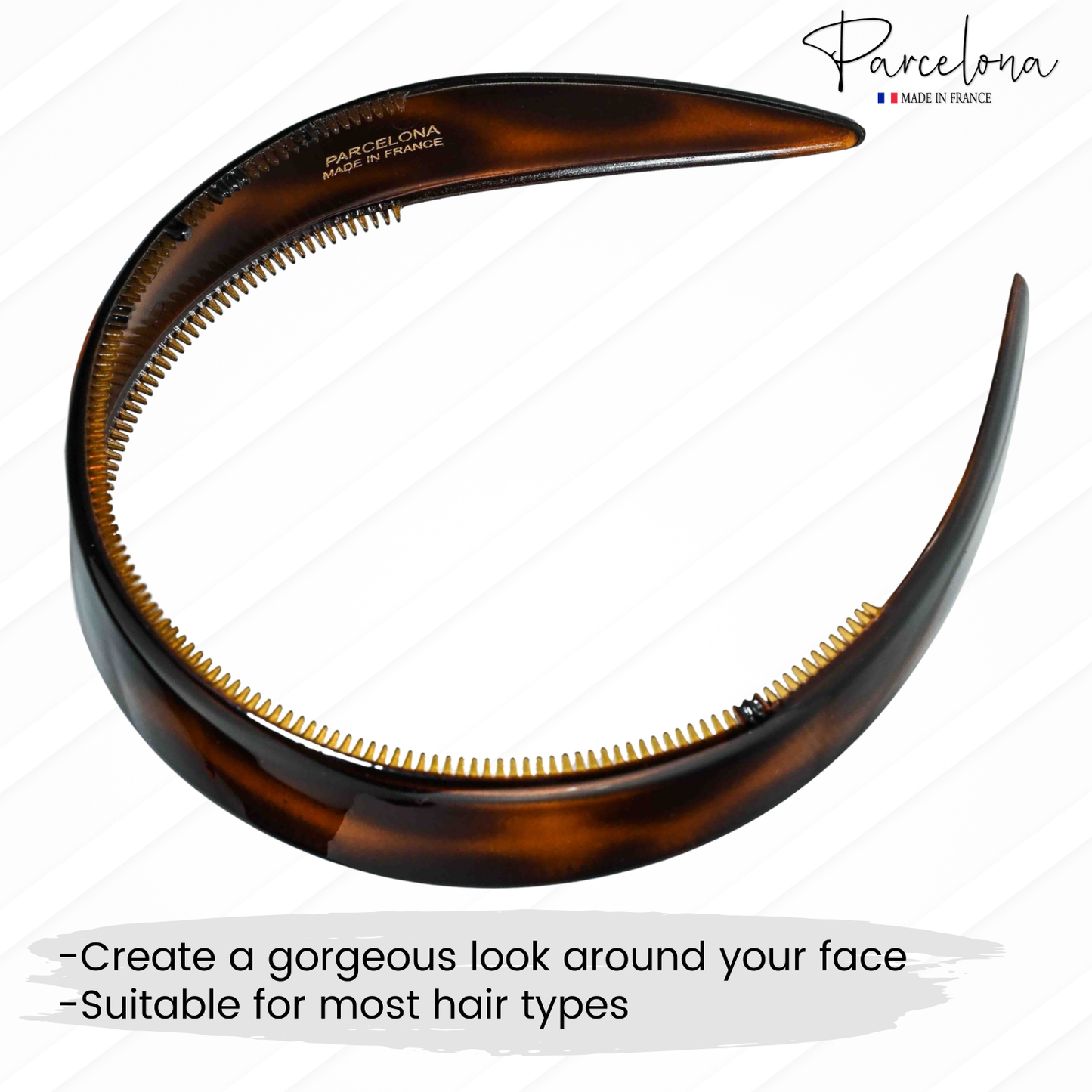 Parcelona Headband – Cellulose Acetate with Non-Slip Teeth for All Hair Types