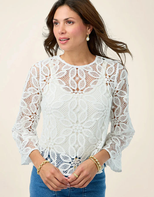 Julia Crochet Top Pearl White
