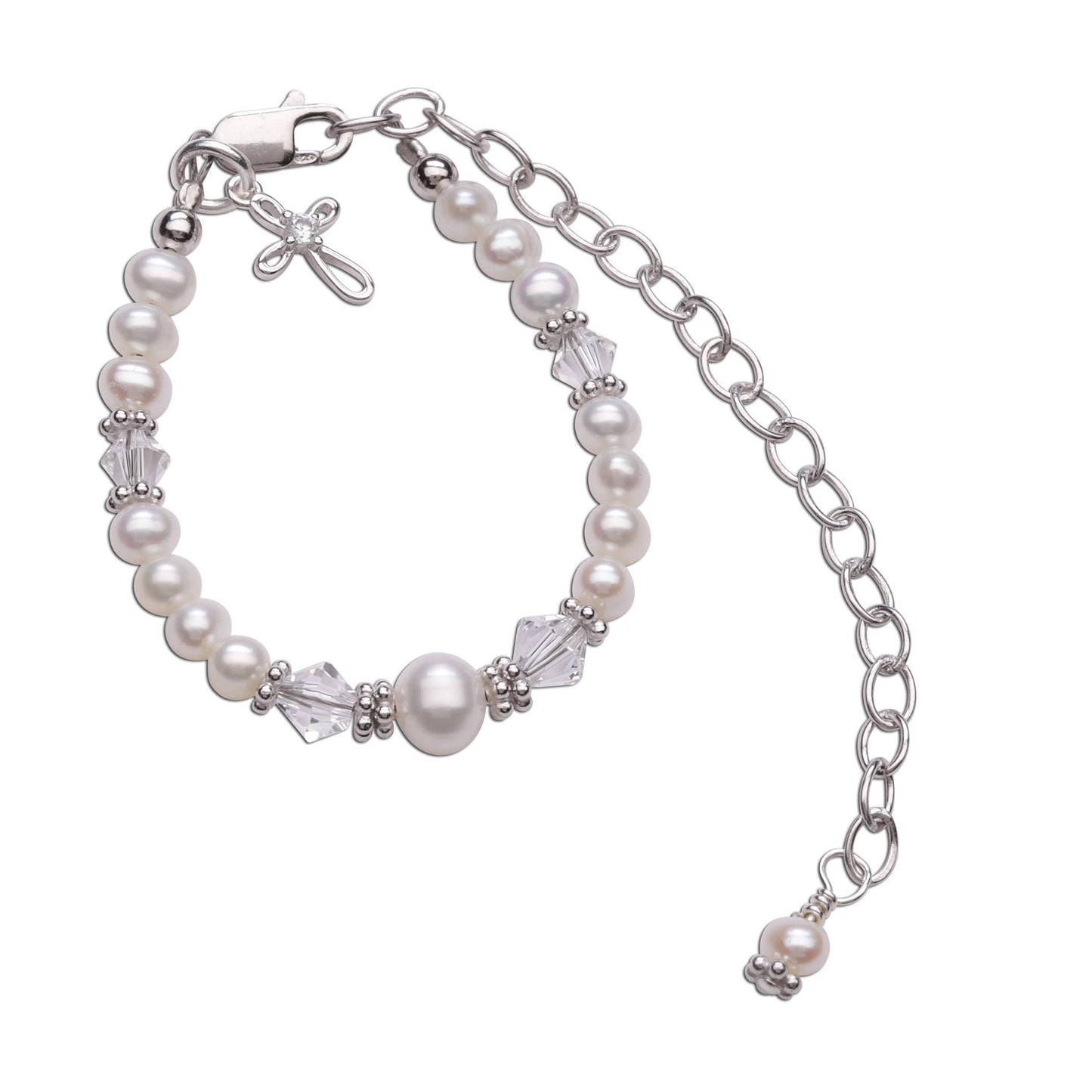 Girls Baby to Bride Sterling Silver Cross Baby Bracelet Gift