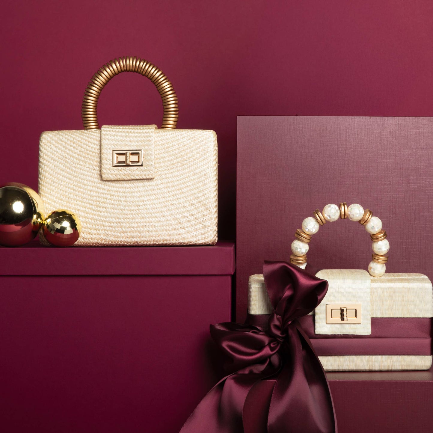 Cream & Gold Clutch | Holiday Party Bag | Spa & Resort Style