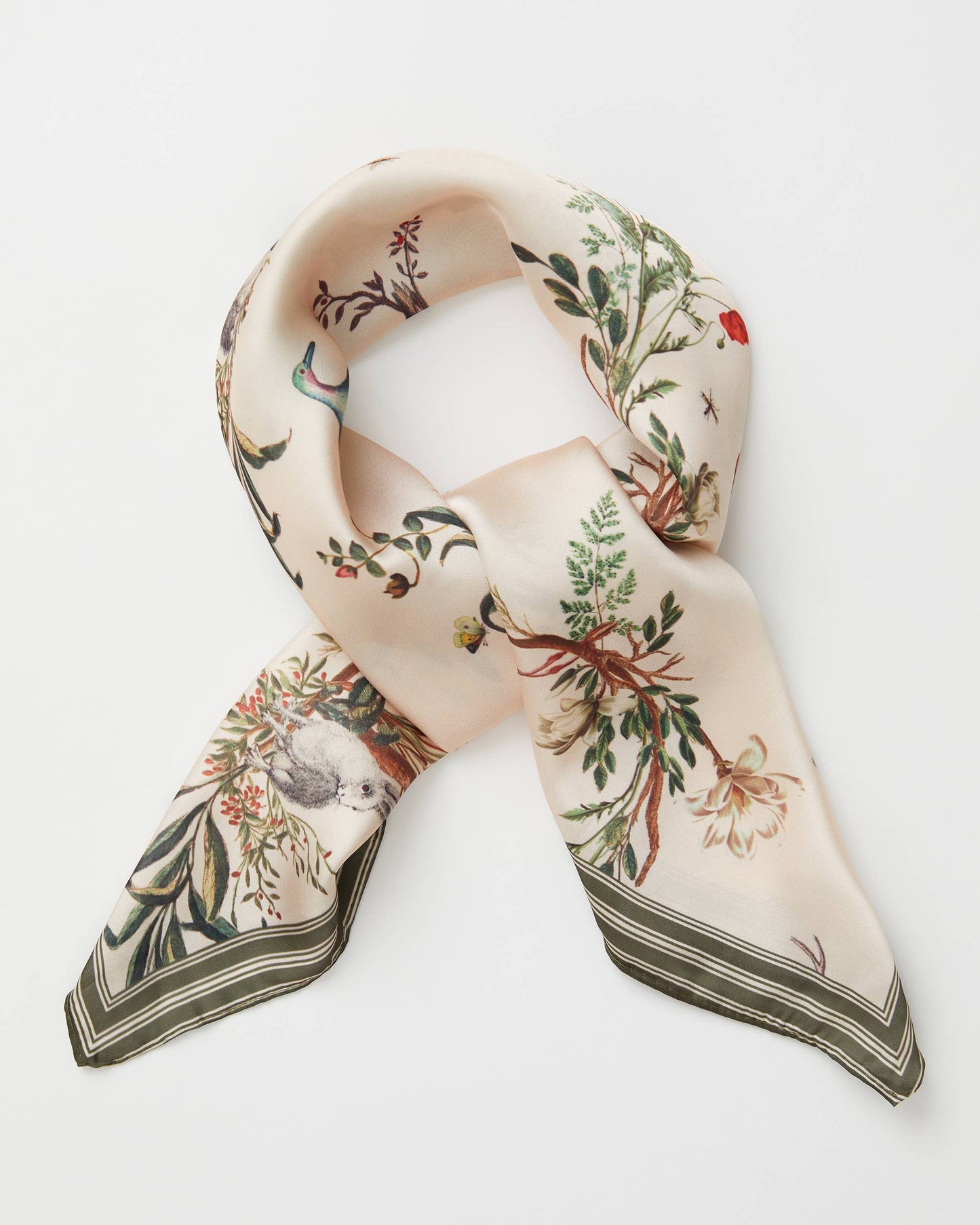 FABLE Toile de Jouy Olive Green Square Scarf