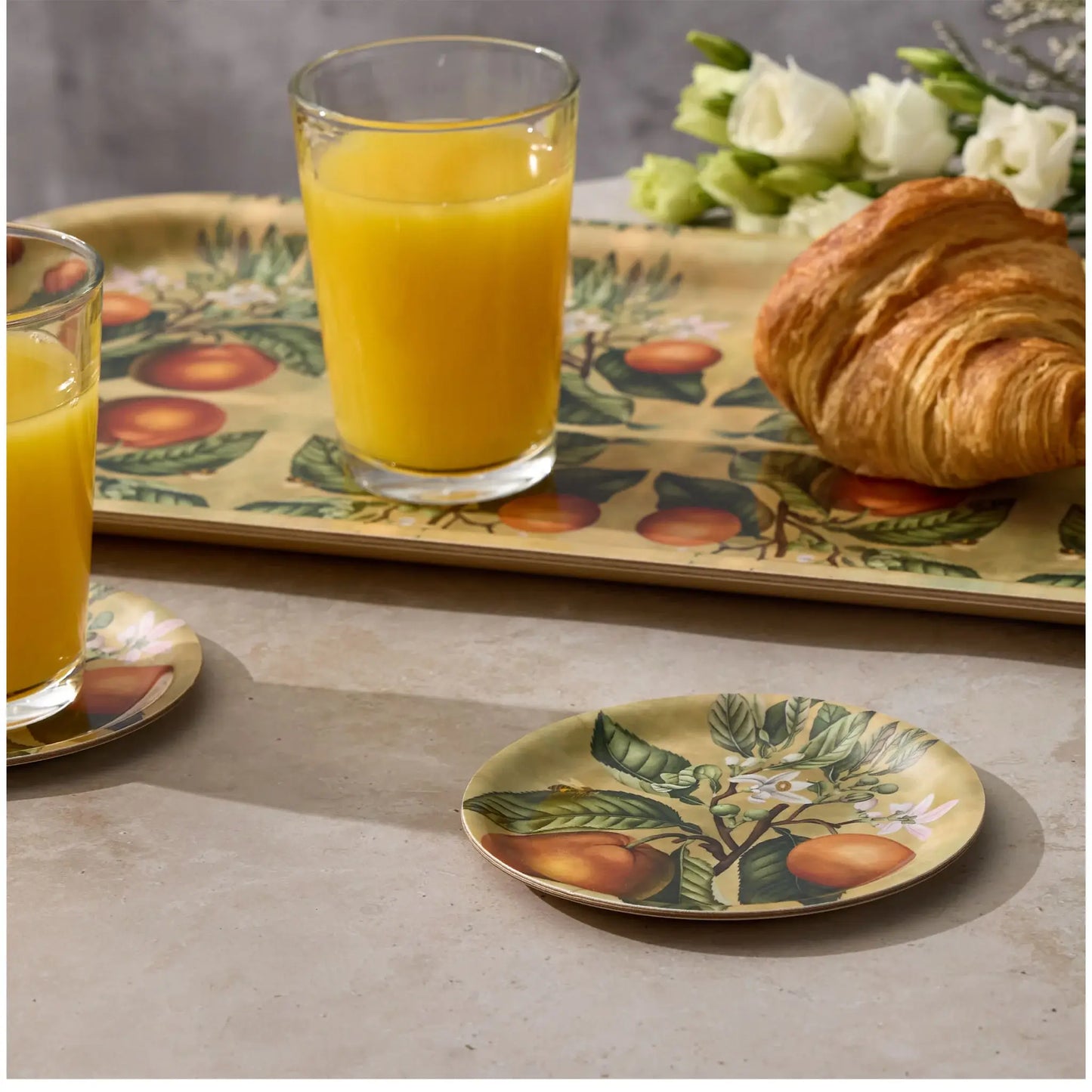 Kumquats Mini Birchwood Tray | Decorative Wood Serving Tray 4x4