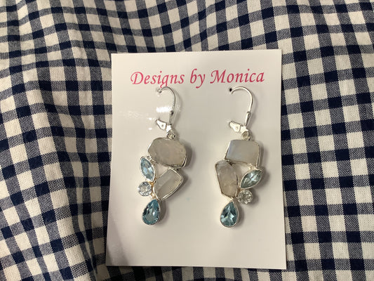 SE MOONSTONE - One of a Kind Earrings Blue Topaz