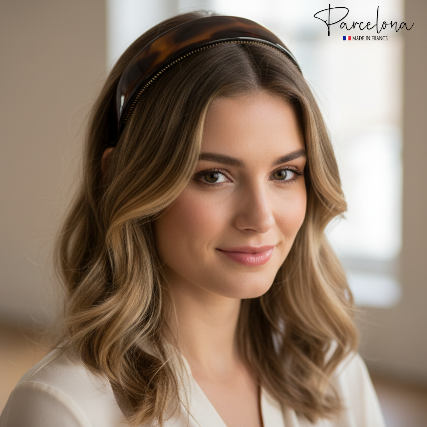 Parcelona Extra Wide French Headband 1.25 Inch Cellulose Acetate Hairband for Women (Set of 2)