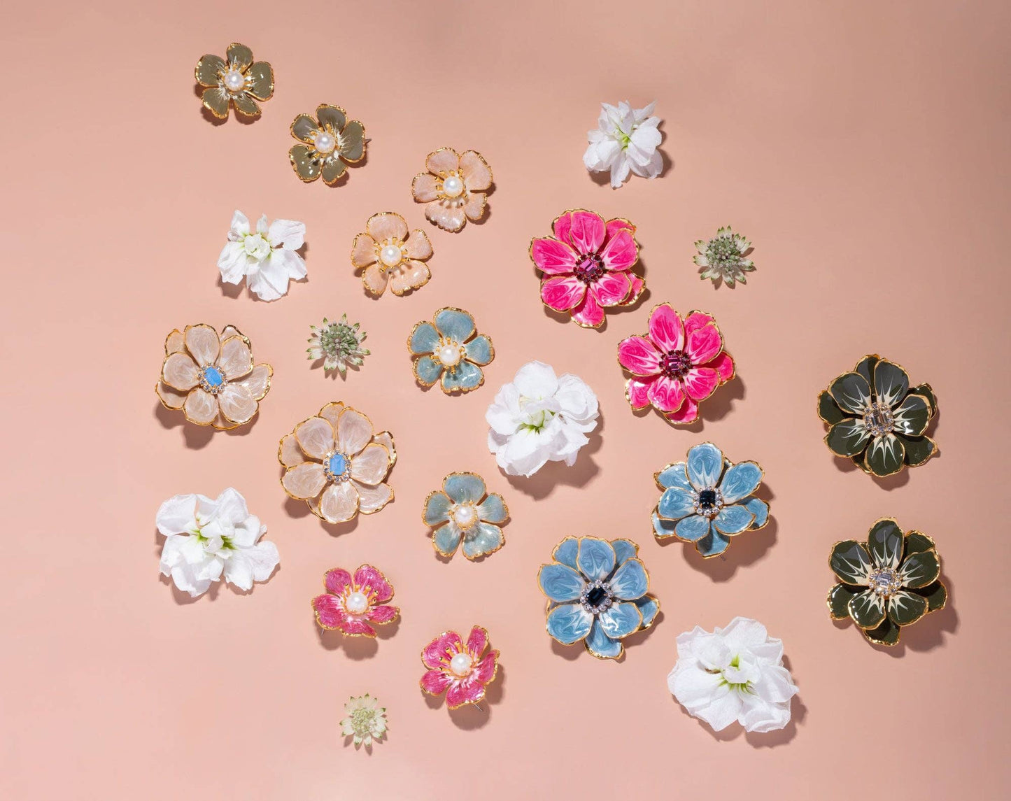 The Pink Reef Small Hand painted Floral in Light Blue White Opal