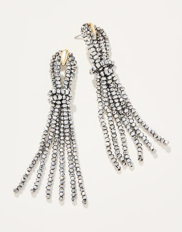 Twisted Tassel Earrings Blue Grey