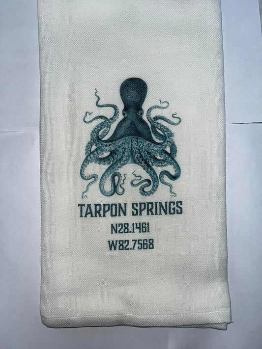 Blue Octopus Tarpon Springs Dish Towel