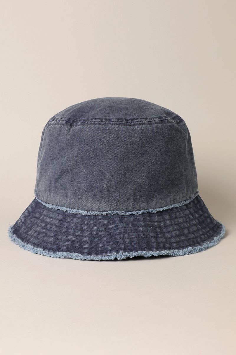 Frayed Canvas Cotton Denim Bucket Hat