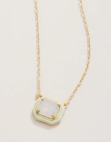 Clara Window Necklace 17" White Opal