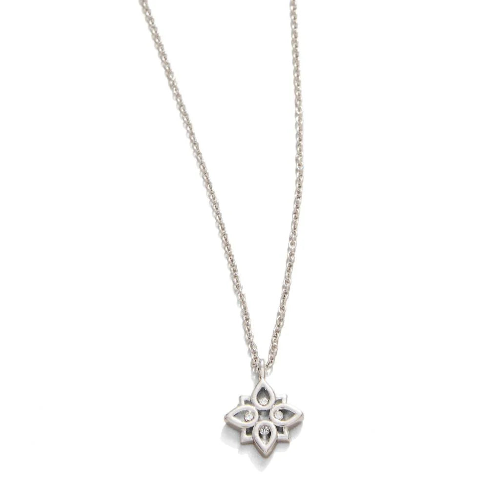 SLV Necklace 18" Never Give Up/Lotus Silver