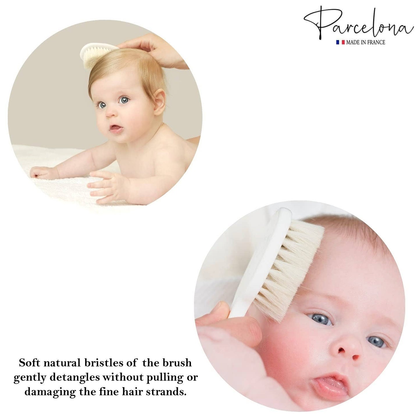Parcelona French Grooming Combo 6” Celluloid Baby Brush and Comb for Toddlers