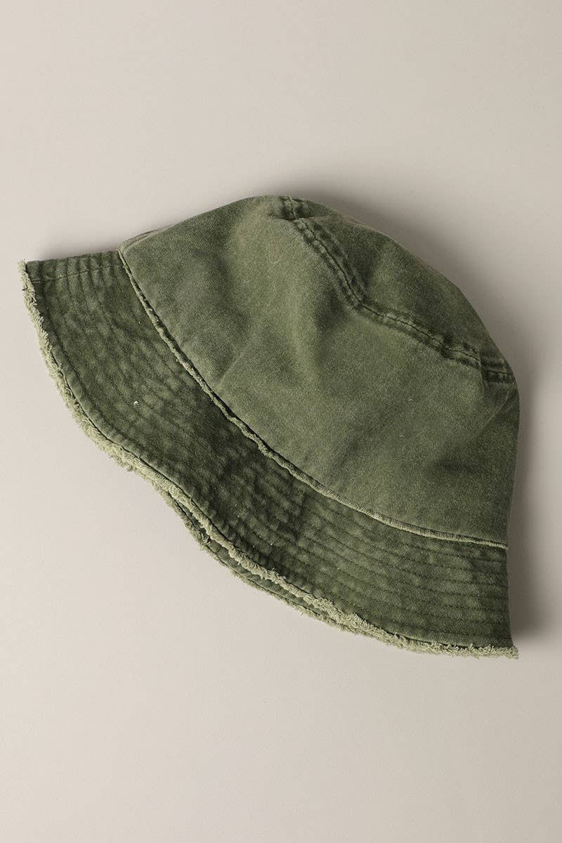 Frayed Canvas Cotton Denim Bucket Hat
