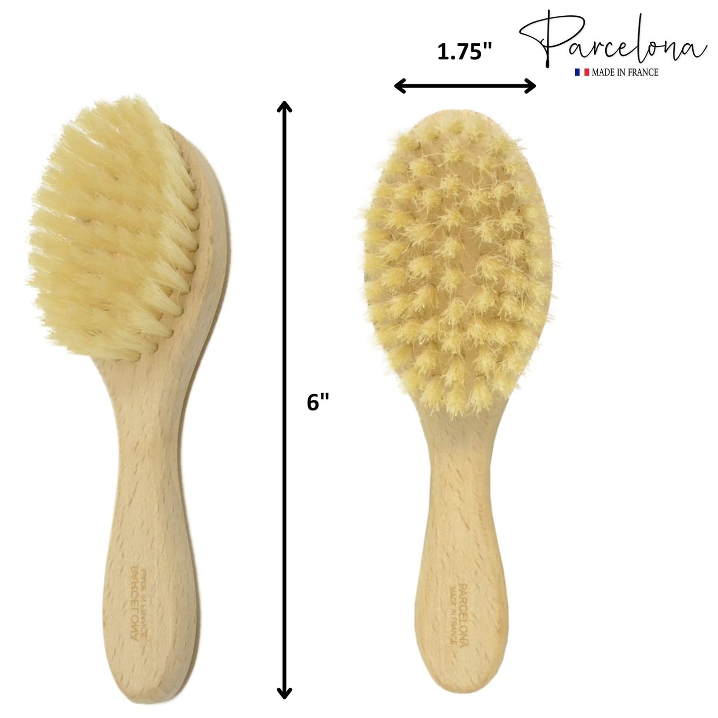 Parcelona French Grooming Combo 6” Celluloid Baby Brush and Comb for Toddlers