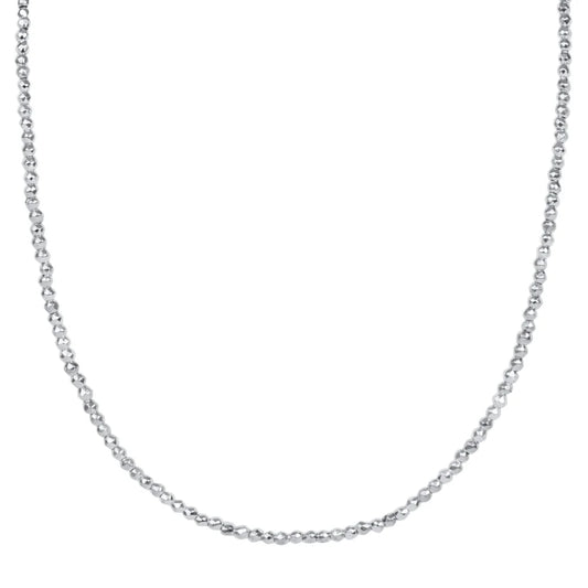 17" CHOKER BRIGHT SILVER FACETED HEMATITE 2MM BEAD